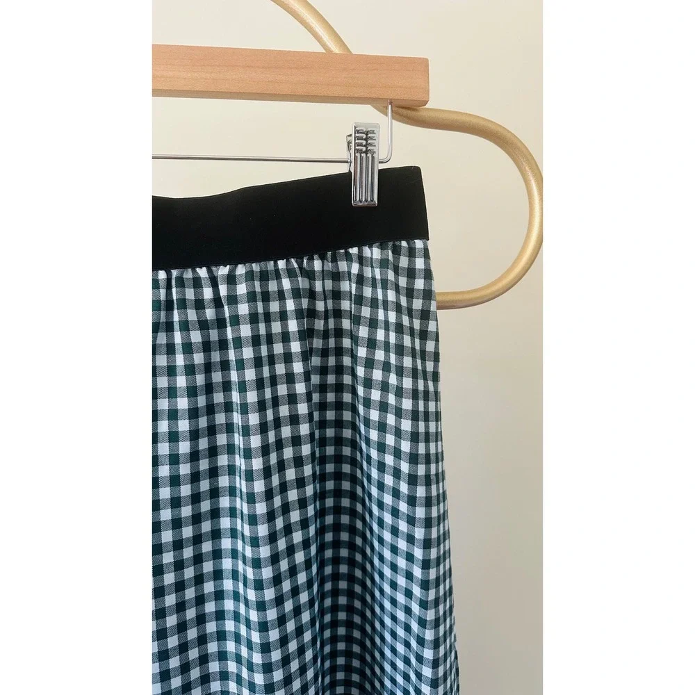 TOV Los Angeles Green Gingham Tiered Ruffle Maxi Skirt NWT Size 42 - Picture 3 of 8